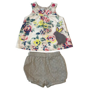 Baby Boden Bunny Tunic & Bubbles Outfit Set 6-12M